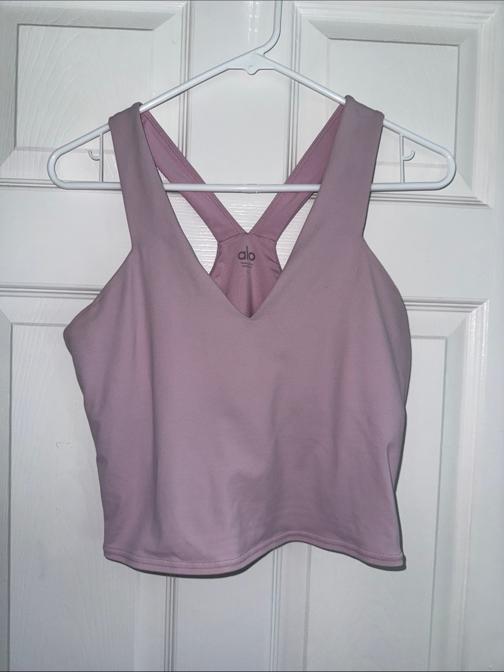 ALO Yoga Mauve V-Neck Crop Sports Bra